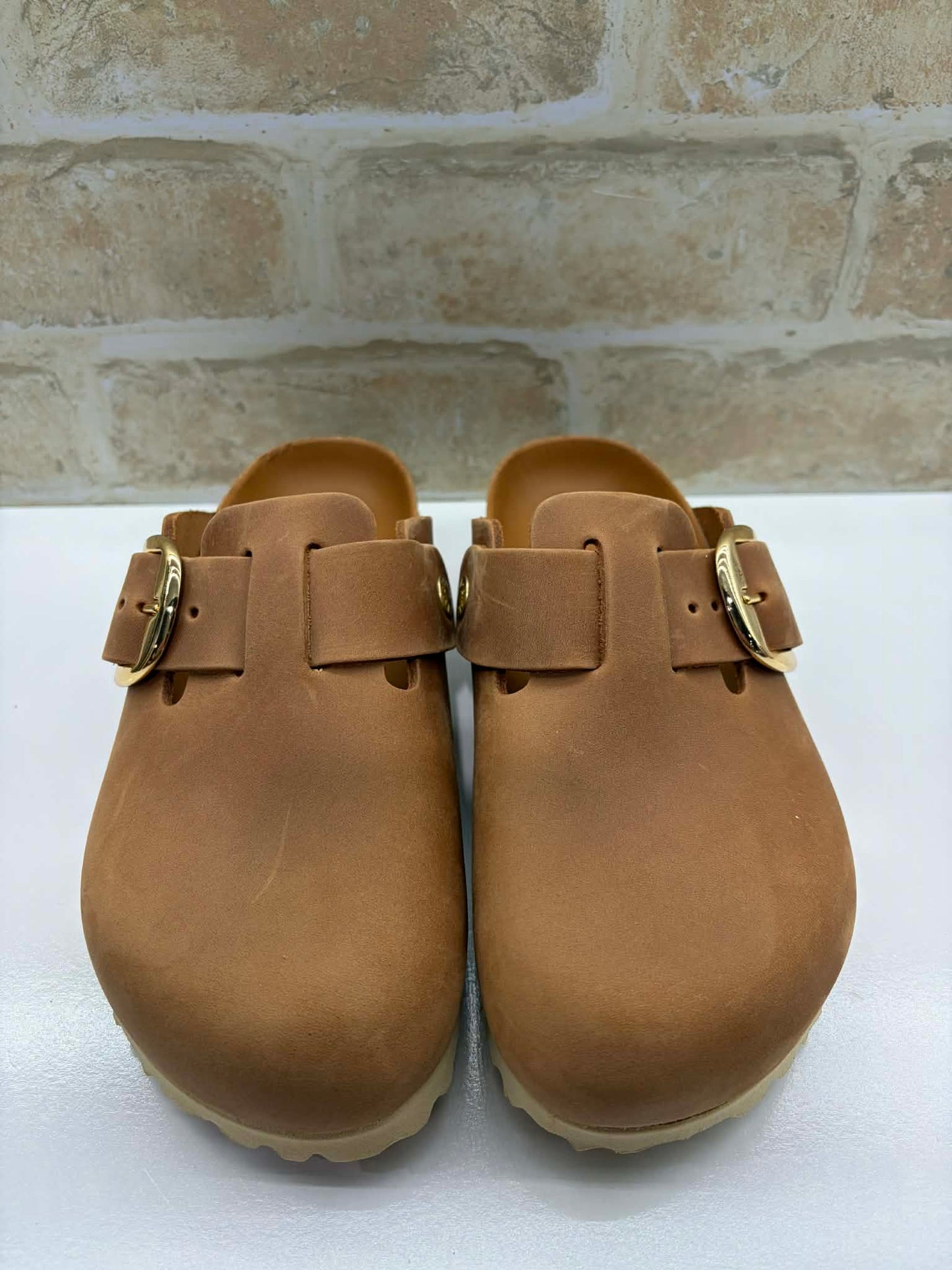 Boston Big Buckle Cognac Oiled Leather Narrow