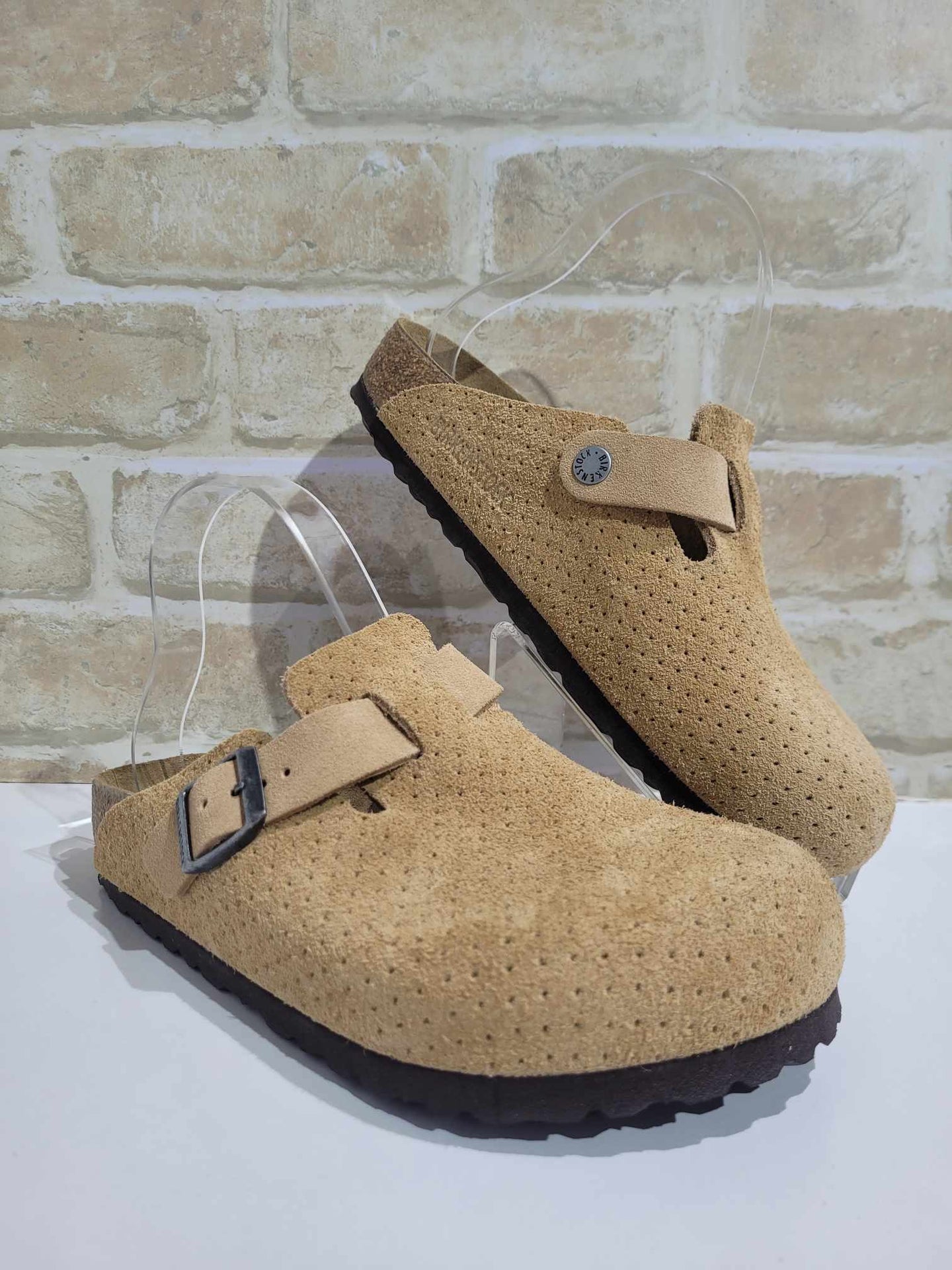 Boston New Beige Suede Regular by Birkenstock