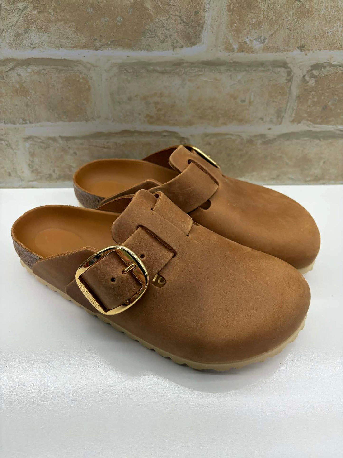 Boston Big Buckle Cognac Oiled Leather Narrow