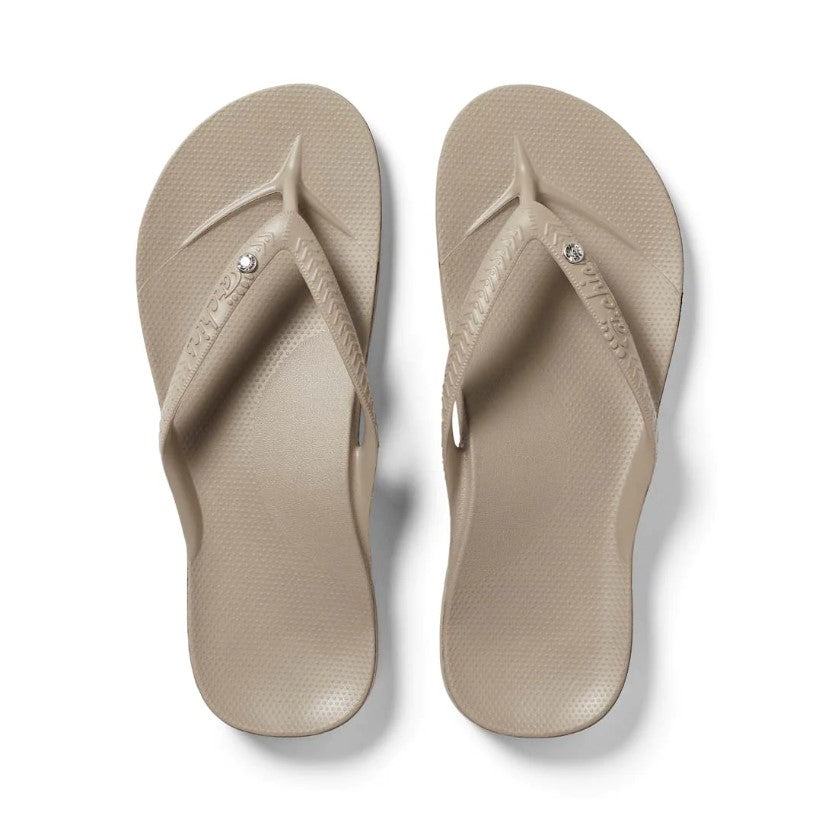 Archies Thongs Taupe Crystal